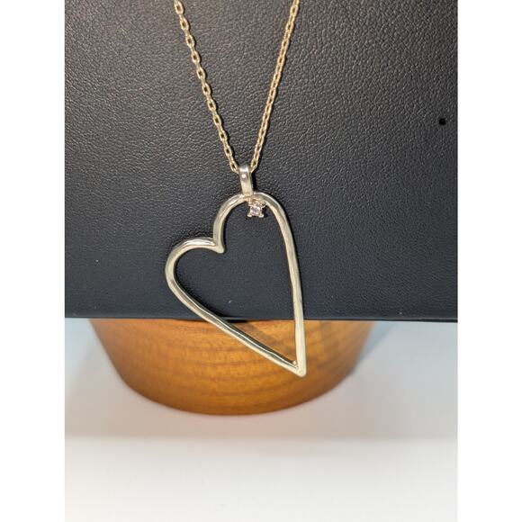 Lucky Brand Gold Tone Side Hanging CZ Heart 32"-34" Long Chain Necklace - Picture 3 of 4